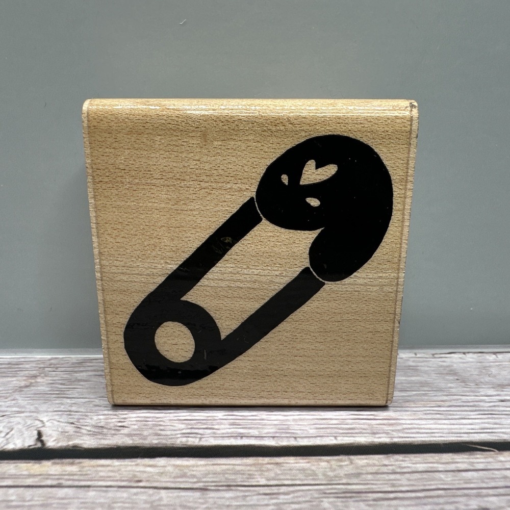 JRL Design Baby Pin Diaper Wood Mount Rubber Stamp